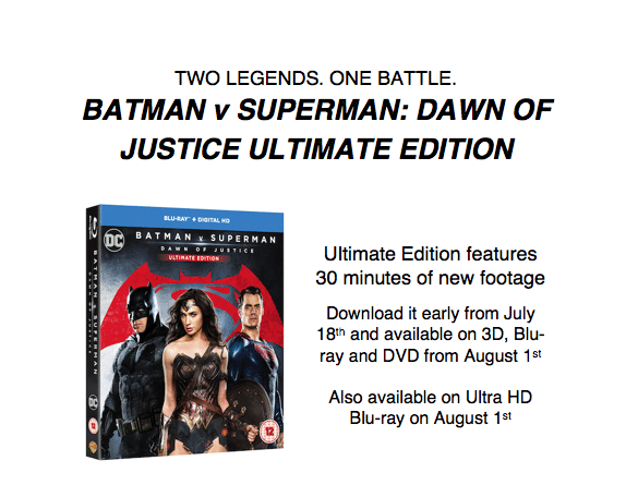 Warner Bros Announces Batman V Superman Dawn Of Justice Ultimate Edition Movies Games And Tech