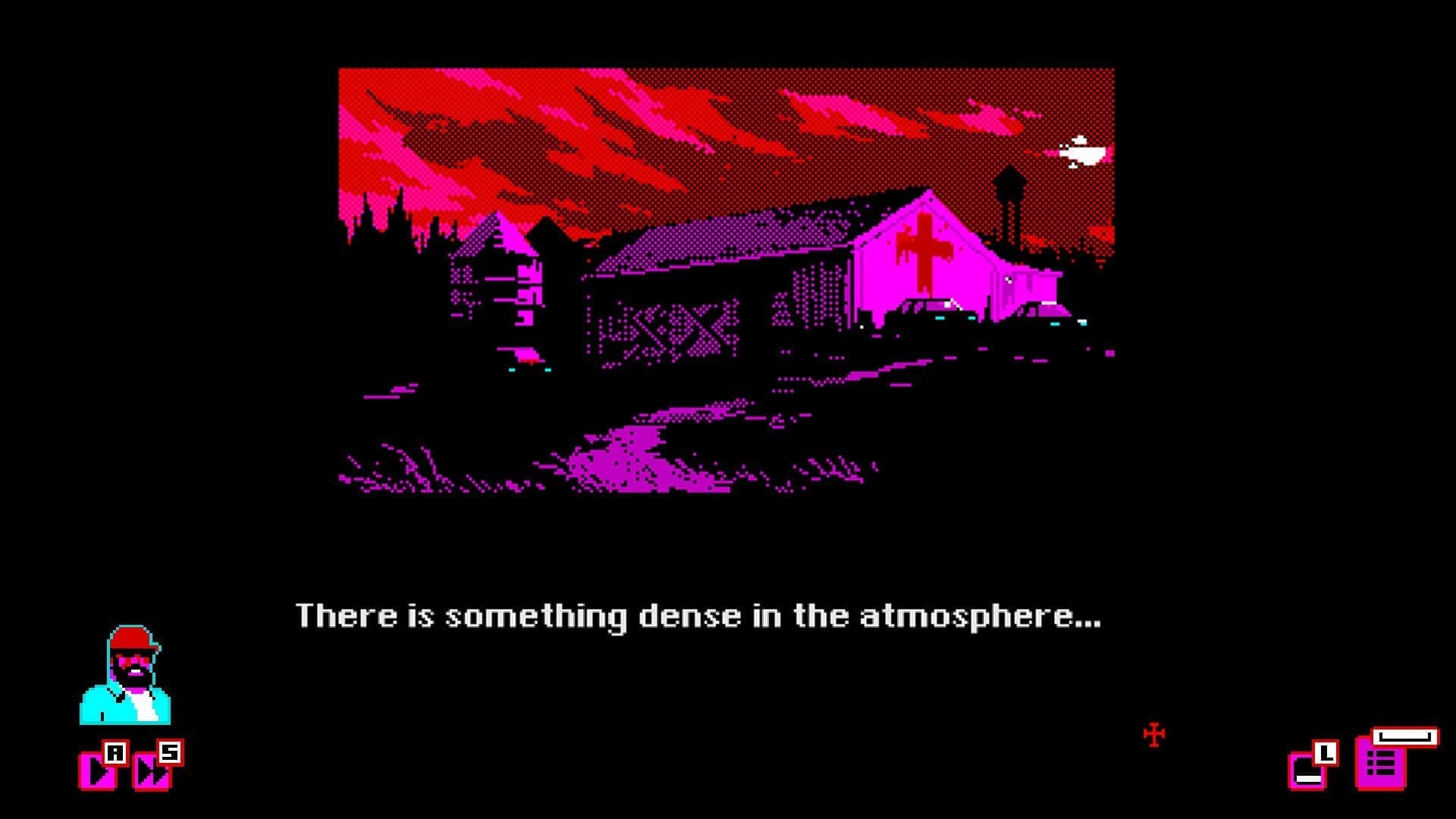 The barn has a blood-red cross on the side.